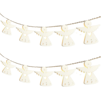 Ferraycle Christmas 3D Angel String Lights Wooden 10 LED Angel String Lights Battery Operated 5 ft for Christmas Tree Home Indoor Outdoor Party Decoration