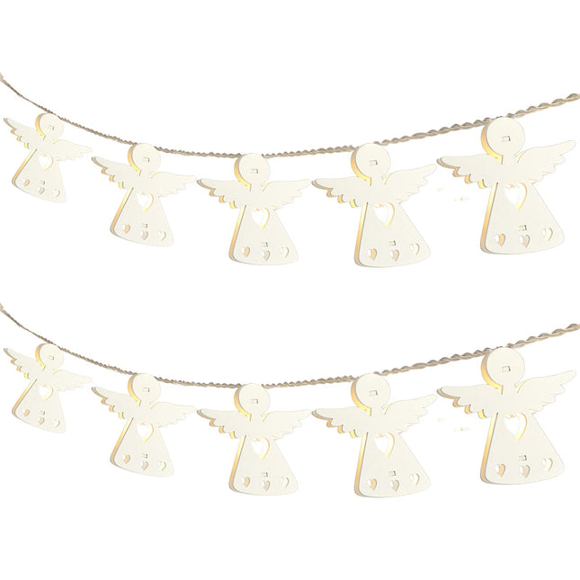 Ferraycle Christmas 3D Angel String Lights Wooden 10 LED Angel String Lights Battery Operated 5 ft for Christmas Tree Home Indoor Outdoor Party Decoration