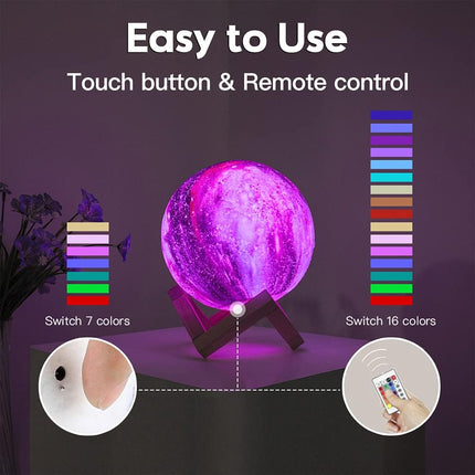 BRIGHTWORLD Moon Lamp Galaxy Lamp 5.9 inch 16 Colors LED 3D Moon Light, Remote & Touch Control Moon Night Light s for Girls Boys Kids Women Birthday