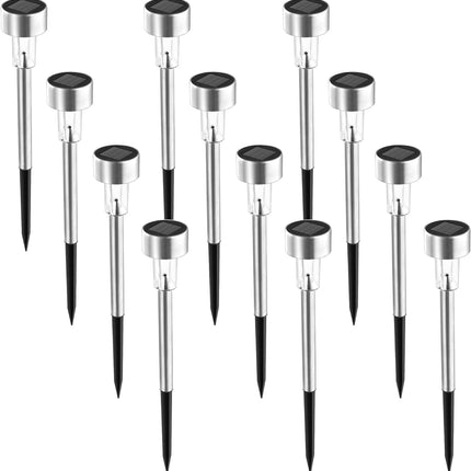 Solpex 12 Pack Solar Outdoor Lights Pathway, Stainless Steel Solar Lights Outdoor Waterproof,Led Landscape Lighting Solar Walkway
