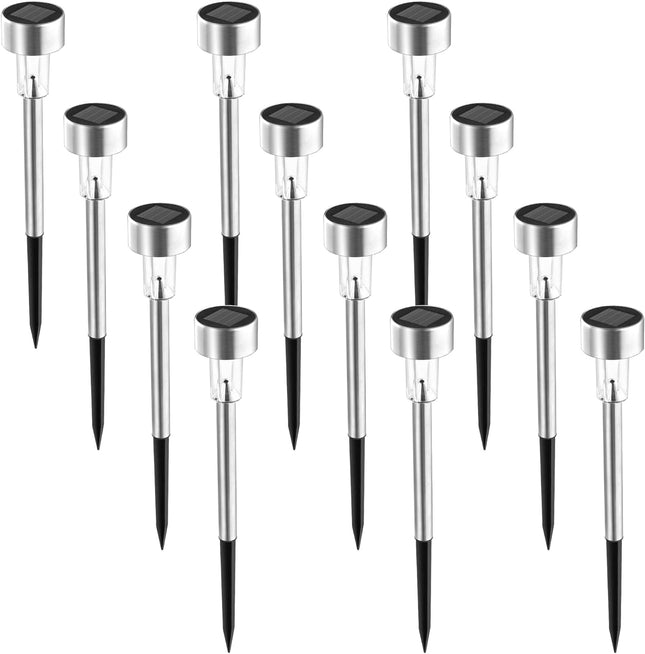 Solpex 12 Pack Solar Outdoor Lights Pathway, Stainless Steel Solar Lights Outdoor Waterproof,Led Landscape Lighting Solar Walkway