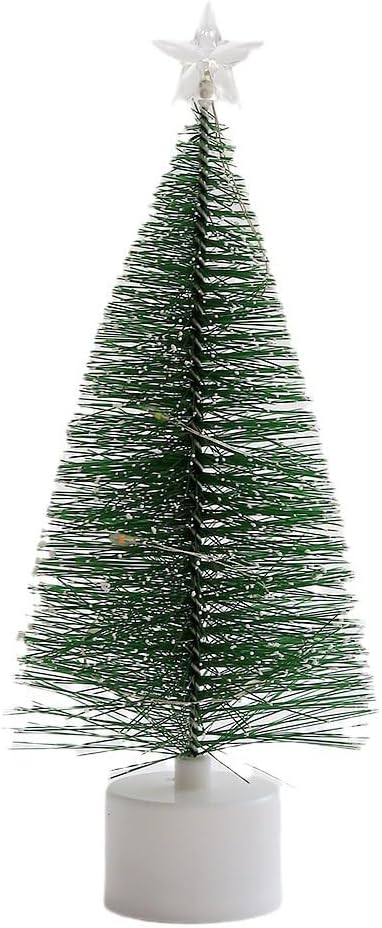Mini Christmas Tree with Colorful LED String Lights, Tabletop Xmas Tree with Wooden Bases for DIY Christmas Decorations Home Holiday Party