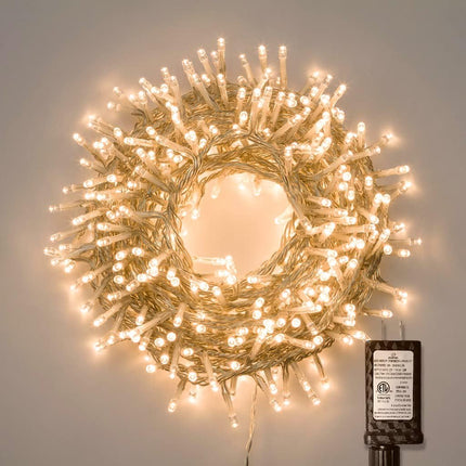 gresonic 33ft 100 LED String Lights Indoor Outdoor, Warm White Christmas Lights Clear Wire, 8 Modes Waterproof Twinkle Fairy String Lights Plug in for Tree Room Bedroom Wedding Decorations