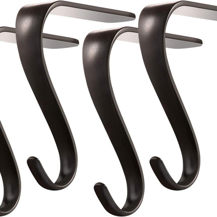 Boao 4 Pcs Christmas Stocking Holders Metal Mantel Stockings Hangers Classic Shelf Heavy Duty Stocking Garland Hangers for Counter Tables Window Fireplace Xmas Party Decoration (Black)