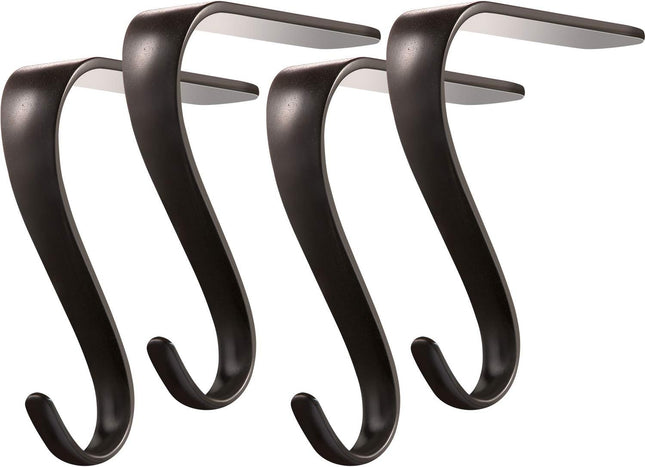 Boao 4 Pcs Christmas Stocking Holders Metal Mantel Stockings Hangers Classic Shelf Heavy Duty Stocking Garland Hangers for Counter Tables Window Fireplace Xmas Party Decoration (Black)
