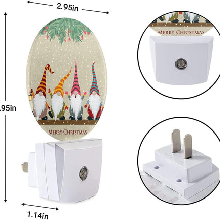 EKOBLA Gnome Night Light Christmas Winter Decorative Santa Elf Snowflakes Plug in Nightlights Home Dusk to Dawn Smart Sensor LED Lamp for Men Women Boys Girls
