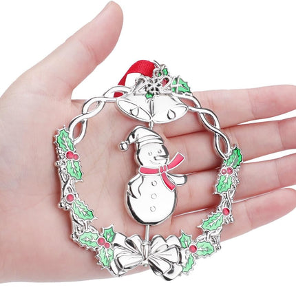 Rotatable Snowman Christmas Ornament Metal Siliver Christmas Wreath Ornament Best Decorative Pendant s Keepsake for Xmas Tree Decoration