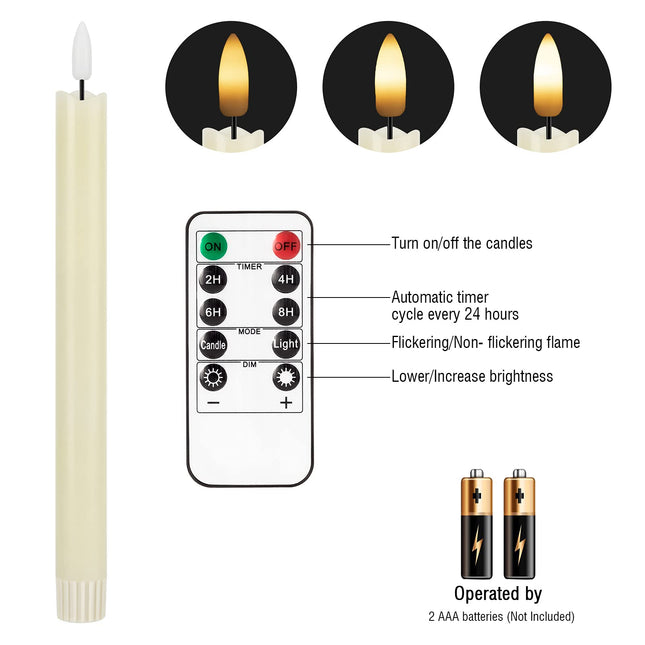 Flameless Candles with Remote Timer, 6Pack Real Wax Battery Operated Candles Flickering Flame, Warm Light Electric Fake LED Candles for Christmas Party Wedding Mother's Day-Ivory