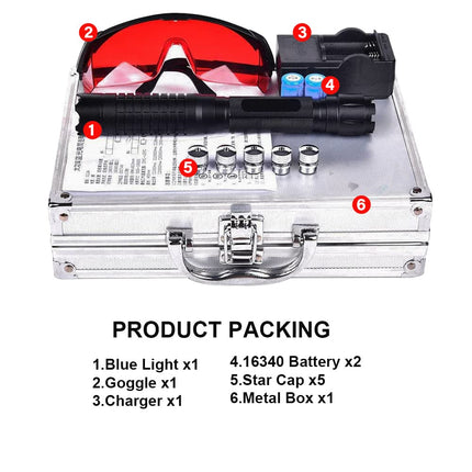 oein Long Range High Power Blue Burning Flashlight, Adjustable Focal Length Outdoor Flashlight, Suitable for Camping, Hiking, Fishing (tyfuyiy)