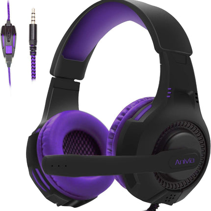 PC Gaming Headsets PS4 Headset for Xbox One - AH68 Wired Stereo Over Ear Gaming Headphone with Microphone for PC Computer, MAC Laptop, Playstation 4, Xbox one Controller, Phones,Tablet, PSP, Purple