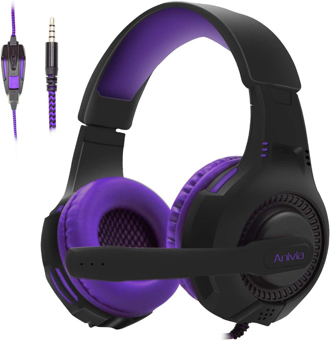 PC Gaming Headsets PS4 Headset for Xbox One - AH68 Wired Stereo Over Ear Gaming Headphone with Microphone for PC Computer, MAC Laptop, Playstation 4, Xbox one Controller, Phones,Tablet, PSP, Purple