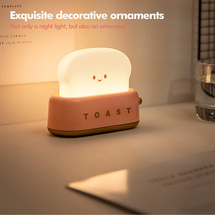 QANYI Cute Desk Decor Toaster Lamp, Kawaii LED Toast Bread Night Light Rechargeable and Portable Light with Timer, Christmas s Ideas for Baby Kids Girls Teens Teenages