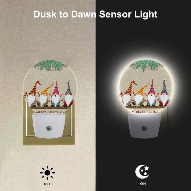 EKOBLA Gnome Night Light Christmas Winter Decorative Santa Elf Snowflakes Plug in Nightlights Home Dusk to Dawn Smart Sensor LED Lamp for Men Women Boys Girls