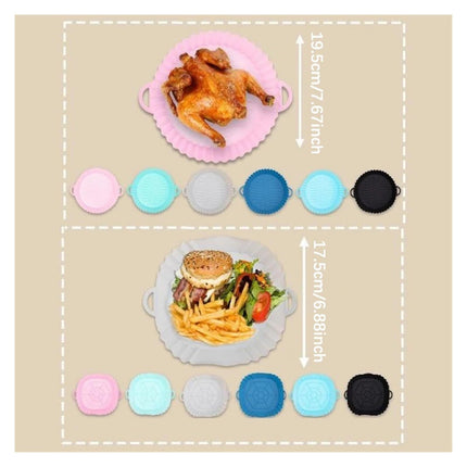 1 Pack Silicone Air Fryer Basket Oven Mold Baking Pan Pizza Fryer Basket Round Square Reusable Pot Holder Accessories(RoundLightBlue)