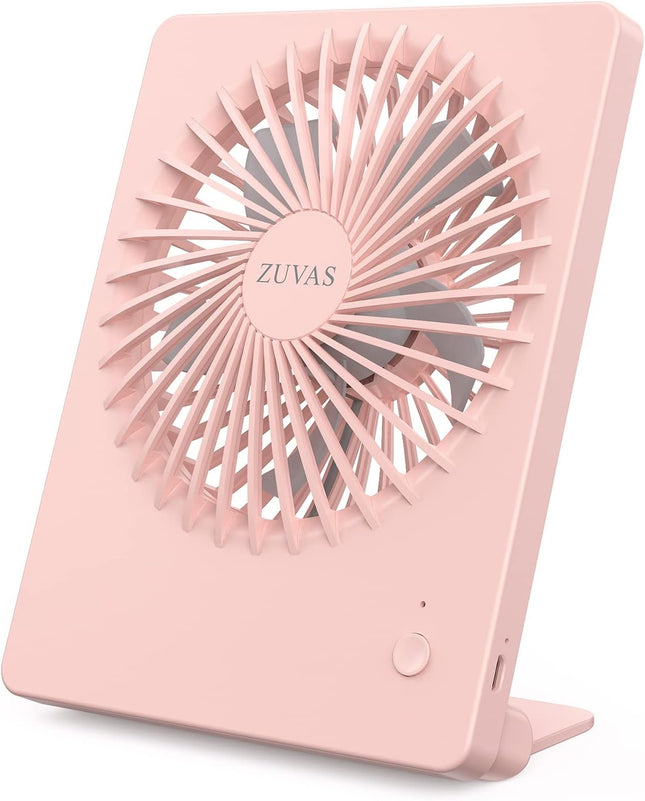 Zuvas Desk Fan Battery Operated Fan Rechargeable 180°Tilt Folding Personal Fan Ultra Quiet Small Portable Fan 3 Speed Adjustable