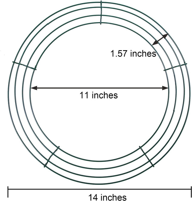 URATOT Wire Wreath Frame Round Christmas Dark Green Wreath Frame Metal DIY Floral Crafts Wire Wreath Ring Round for Year Thanksgiving Valentines Day Decorations (2, 14 inch)
