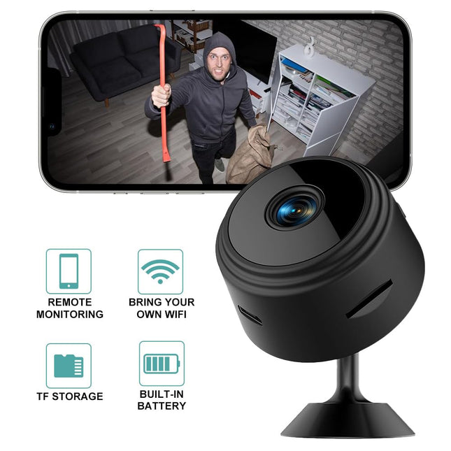 Mini Hidden Cameras1080P HD WiFi Security Camera for Baby Pet Nanny Surveillance Spy Cam for Home Indoor Outdoor Monitoring Remote Viewing with APP(Video Only)