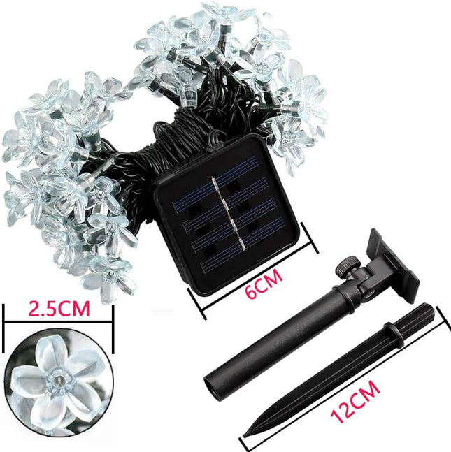 SEMILITS Solar Outdoor String Lights 50LED Flower Shaped Christmas Lights for Patio Garden Decoration Multi Color