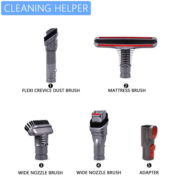 Attachments Tools Kit For Dyson V6 V7 V8 V10 Dc16 Dc24 Dc33 Dc34 Dc35 Dc39 Dc44 Dc58 Dc59 Dc62 Dc74 Cordless Vacuum Cleaner, Home Cleaning Tools Brush Kit Accessories 5 Pack
