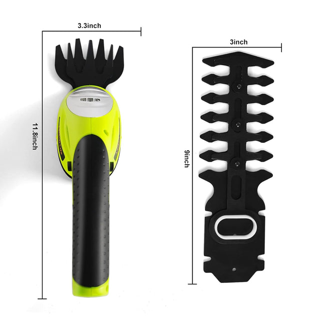 Leisch Life Cordless Grass Shear & Shrubbery Trimmer - 2 in 1 Handheld Hedge Trimmer Electric Grass Trimmer Hedge Shears w/Pruning Scissor Rechargeable Lithium-Ion Battery and Charger Included