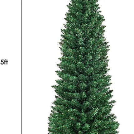 SPSUPE 5FT Artificial Pencil Christmas Tree, Slim Skinny Tree with 220 Branch Tips, Sturdy Metal Stand, Unlit Xmas Tree for Home Office Party Holiday Decoration (5FT)