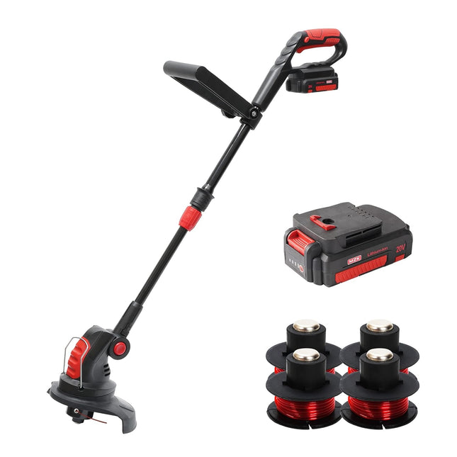 MZK String Trimmer, 20V Cordless Electric 12 Inch Weed Eater, Battery Powered Lightweight Weed Grass Trimmer/Edger, 8000 RPM 12-in 5.1lb with 2.0Ah Battery and Charger