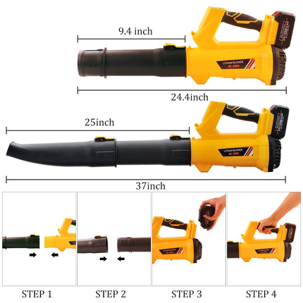 Cordless Leaf Blower - 320CFM 208MPH 21V Electric Handheld Leaf Blower with 5.2Ah Battery and Charger, 6 Variable Speed Leaf Sweeper for Leaves, Snow Debris, Dust, Yard Cleaning (Yellow)