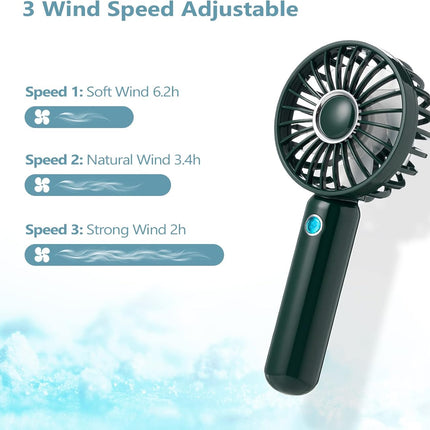 Civpower Mini Handheld Fan, Portable Usb Rechargeable Fan, Battery Operated Small Pocket Fan, 3 Speeds Adjustable, For Home