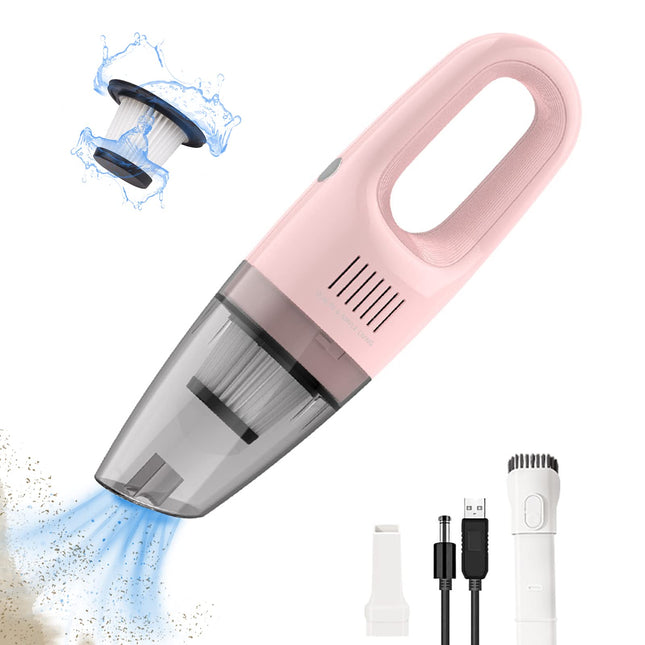 Portable Handheld Vacuum Cleaner Cordless, Cleaner For Dirt Home Pet Hair, Car Interior Dust, Power Suction Lightweight Stylish Hand Vacuum Pink