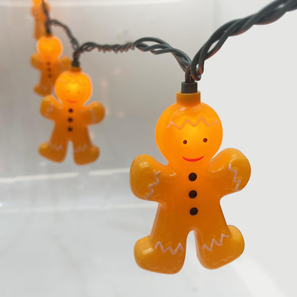 SUNSGNE 8.5FT Christmas Gingerbread Man String Lights, Decorative Indoor Fairy String Lights with 10 Gingerbread Man, Connectable Light String for Home Party Holiday Xmas Decor - Green Wire