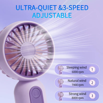 Mini Portable Fan 3 Pack, Cute Handheld Fan Battery Operated Lightweight Small Personal Fan With 3 Speeds And Usb Rechargeable