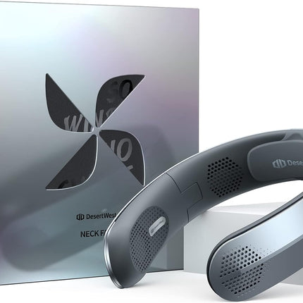 Desertwest 2024 Flagship Foldable Neck Fan, Innovation 8AirDuct, 360° Cooling, 4X Wind Power, UsbC Charging 4000Mah, Portable