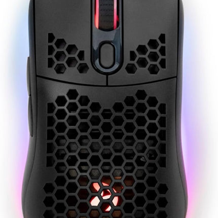 Arozzi Favo Ultra Lightweight Customizable RGB Gaming Mouse with Honeycomb Pattern Pixart 3389 Sensor and Omron 20M Switches - Black
