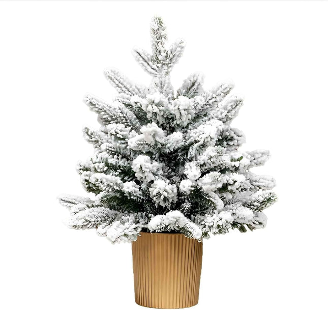 Small Tabletop Christmas Tree with Gold Color Basin 1.5 ft Artificial Tree Ornament Decor Festive Desktop Decoration Fluffy and Realistic Add Holiday Touch