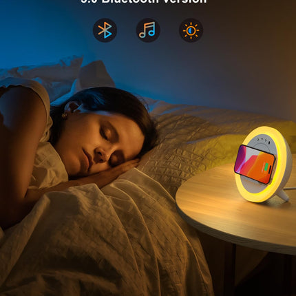 Night Light Bluetooth Speaker,Wireless Charger Stand LED Music Lamp,Color Changing Modern Bluetooth Lamp, Best Teenage Girls Boys s/Christmas s for Teen (6.6inch)