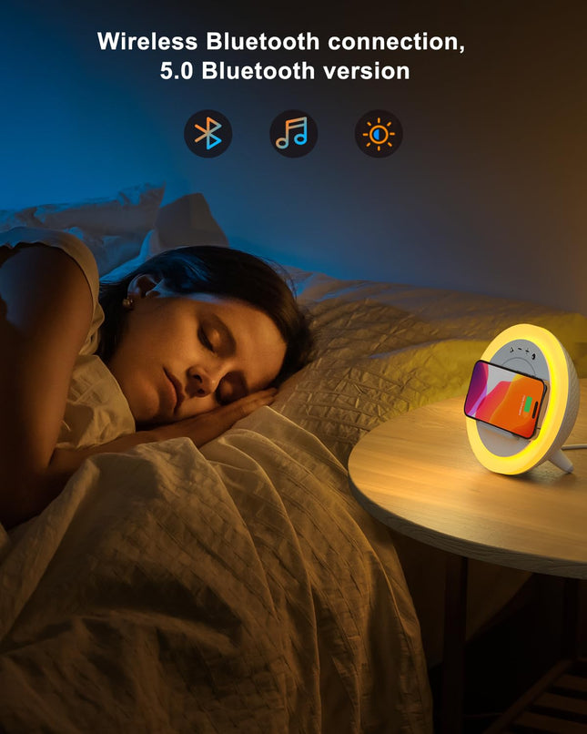 Night Light Bluetooth Speaker,Wireless Charger Stand LED Music Lamp,Color Changing Modern Bluetooth Lamp, Best Teenage Girls Boys s/Christmas s for Teen (6.6inch)