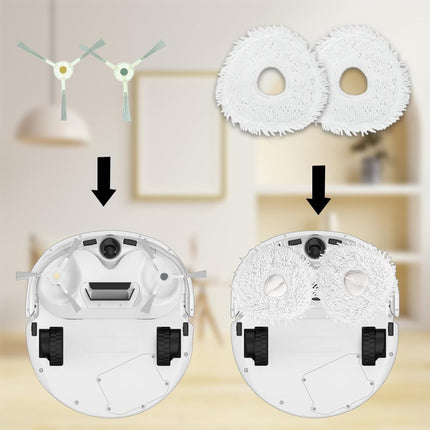 Parts Accessories For Robot Sweeping Narwal T10 Vacuum Cleaner, 4 Mop Cloth 2 Filters 4 Side Brush Parts
