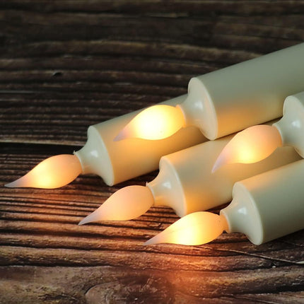 DRomance Flameless Window Candles with Remote and Timer, Battery Operated LED Taper Candles with Suction Cups Set of 6 Christmas Window Candles(Silver Holders)