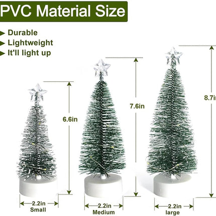 3pcs Flickering Christmas Candles Battery Operated,Xmas Tree Shaped Candles with Light Strings,Ornaments Tree DIY Set for Christmas Party Thanksgiving Fall Home Decorations