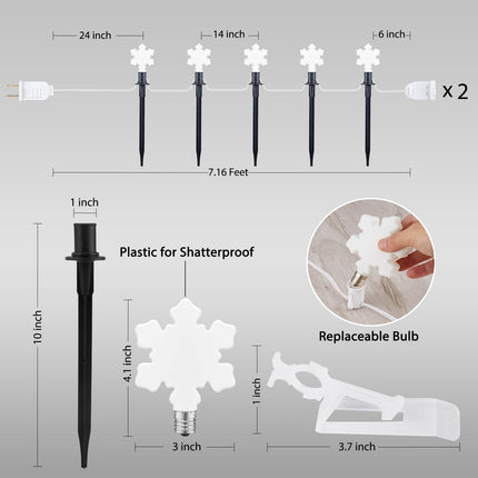 Snowflake Lights Outdoor, 10 Snowflake Christmas Pathway Lights Outdoor Christmas Decorations Yard Sidewalk Walkway Driveway Marker Stake, Warm White