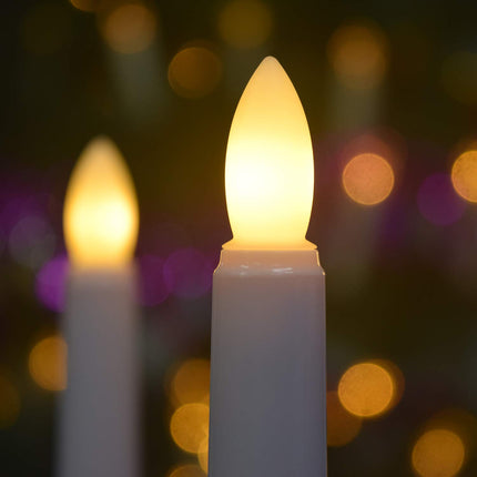 POWER Flameless Window Candles with Gold Candle Bases, Battery Operated Taper Candle with 4H/6H Daily Timer, Remote Window Candle with Unique Flame
