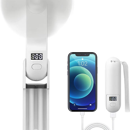 Mini Handheld Fan, Portable Fan 3 In 1 2000Mah, Battery Operated Fan With Led Display As Phone Holder, Hand Fan Usb Rechargeable