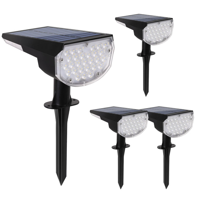 E ENERGETIC LIGHTING Solar Lights Outdoor Waterproof IP68, 4 Lighting Modes Solar Powered Garden Yard Spot Solar Lights for Christmas Outside Landscape- 4 Pack (Daylight)