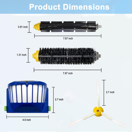 Parts For Irobot Roomba 694 676 675 692 677 671 610 690 680 660 650 620 645 655 635 614 595 585 564 589 536 Robot Vacuum,3 Bristle & 3 Beater Brush,10 Filter,10 Side Brush