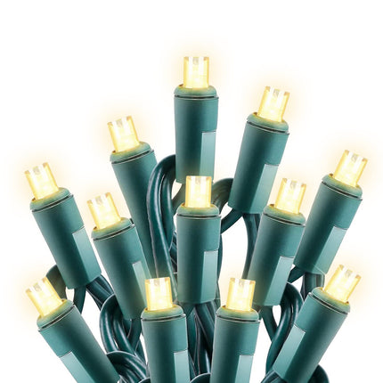 50ft 100 Counts Warm White Christmas Lights - White Christmas Lights Commercial Grade Outdoor Waterproof, Soft White Christmas Lights Indoor 5mm Wide Angle Green Wire, IP:65, UL