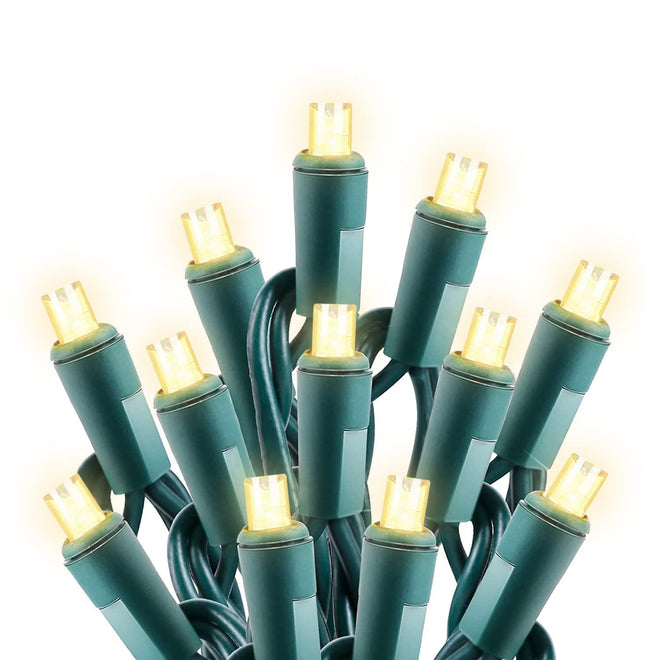 50ft 100 Counts Warm White Christmas Lights - White Christmas Lights Commercial Grade Outdoor Waterproof, Soft White Christmas Lights Indoor 5mm Wide Angle Green Wire, IP:65, UL