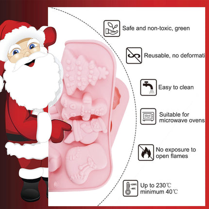 3 Pack Christmas Silicone Molds, 44-Cavity Snowflake Snowman Gingerbread Chocolate Mold Christmas Tree Santa Claus Candy Molds for Baking Gloves Elk Socks Bells Santa Hat Claus Holiday Mold