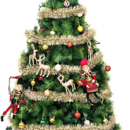 SANNO 32.8ft Christmas Tinsel Garland, ThickTinsel Xmas Party Metallic Tinsel Twist Garland Christmas Tree Ornaments Home Party Classic Hanging Decorations，Gold Snowflake spot