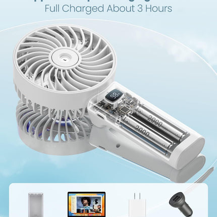Gaiatop Portable Handheld Misting Fan, 4000Mah Rechargeable Personal Mister Fan, 4 Adjustable Speed Mist Fan, 180°Foldable, Mini