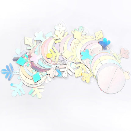 Iridescent-Holographic Christmas Party-Decorations Snowflake-Snow Garland - 61Ft Winter Wonderland Frozen Hanging Paper Streamers Banner,Birthday Year Decor Ouruola